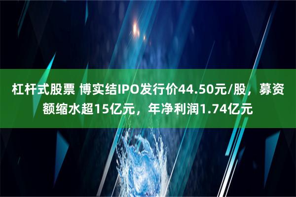 杠杆式股票 博实结IPO发行价44.50元/股，募资额缩水超15亿元，年净利润1.74亿元