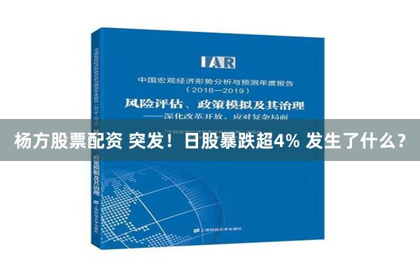 杨方股票配资 突发！日股暴跌超4% 发生了什么？