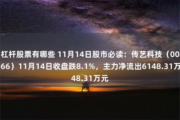 杠杆股票有哪些 11月14日股市必读：传艺科技（002866）11月14日收盘跌8.1%，主力净流出6148.31万元